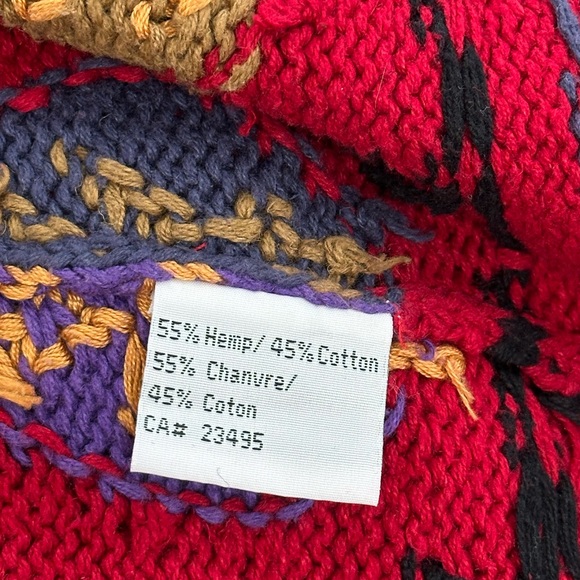 ICELANDIC Design Red 55% Hemp Cardigan Sweater Jacket Sz L - Picture 7 of 11